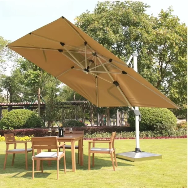 

Hot Selling Easy to Open Exterior Sun Shade LED Outdoor Cafe Parasols Solar Light Umbrella