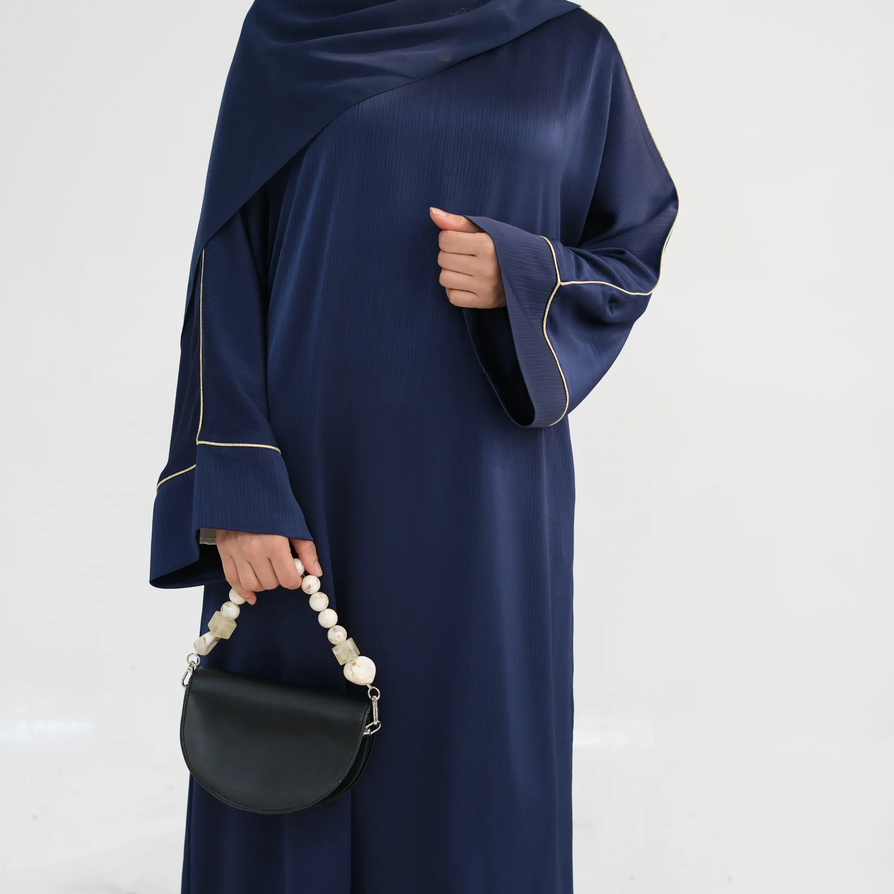 Turkish Contrasting Color Fringed Long Robe Scarf Set Islamic  Muslim Fashion Women Abaya Hijab Suit Dubai Ramadan Modest Dress