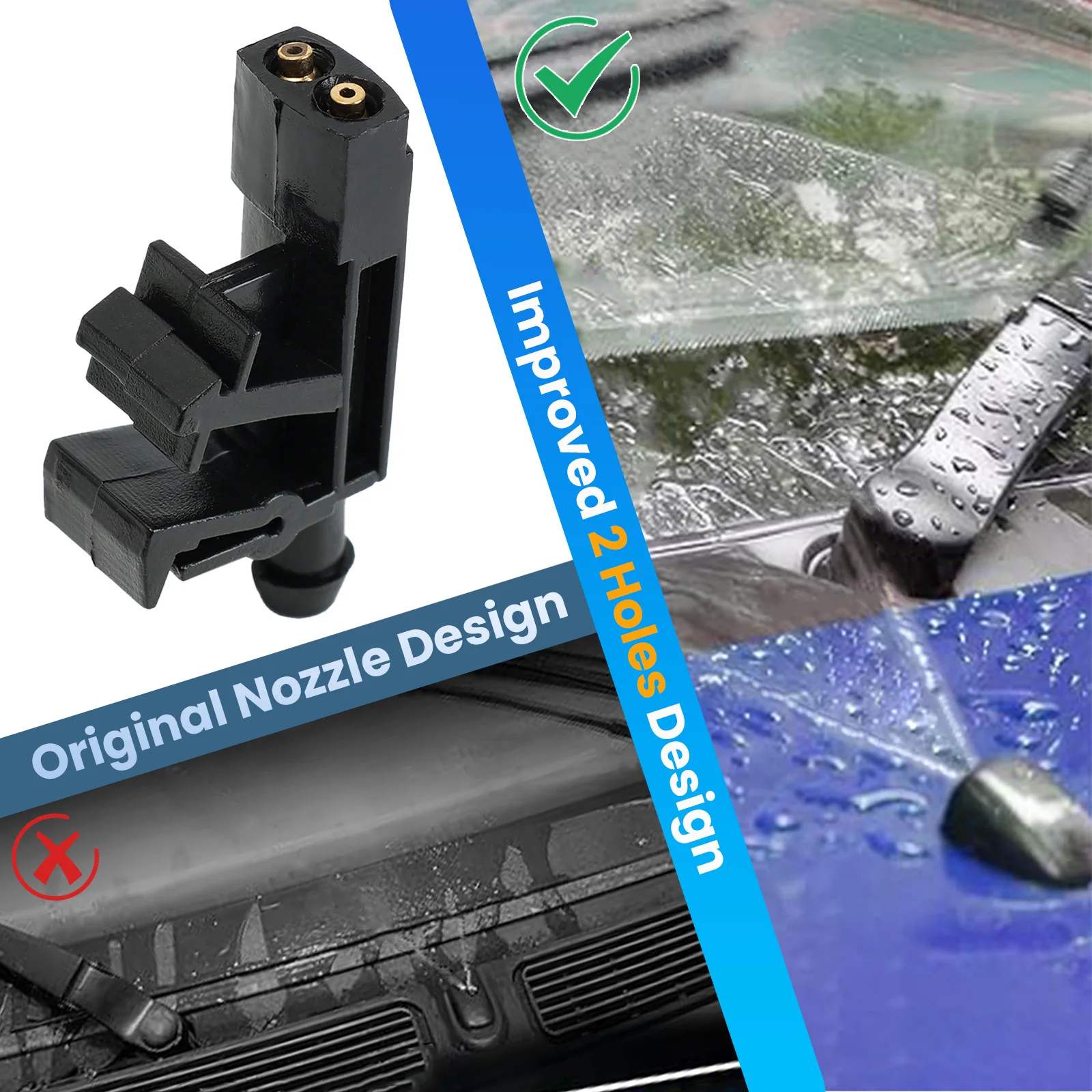 2x Front Wiper Washer Jet Nozzle Spray Liquid Hood For Peugeot Citroen Partner 406 605 Berlingo Xantia ZX 6438A0 Car Parts