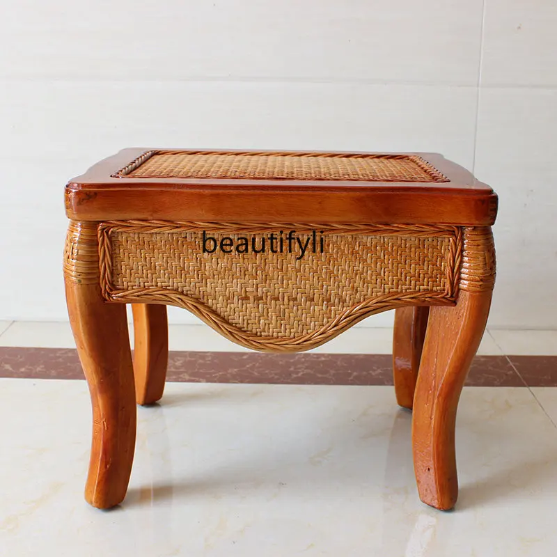 

Rattan Chinese Style Low Stool Household Hallway Shoes Changing Stool Door Balcony Leisure Stool stool chair