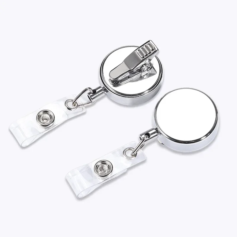 Smooth Full Metal Badge Reels 60cm Retractable Steel Wire Employee’s Card Holder Keychain Hook