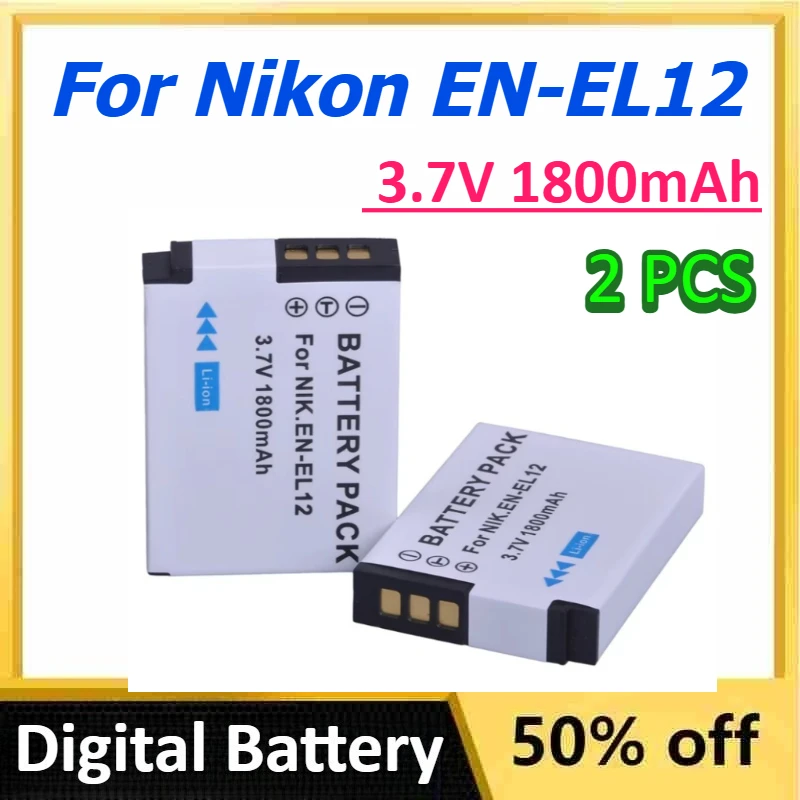 For Nikon EN-EL12 3.7V 1800mAh Li-ion Digital Battery for Nikon Coolpix B600 W300 A900 AW100 AW110 AW120 AW130 S9700 S9500
