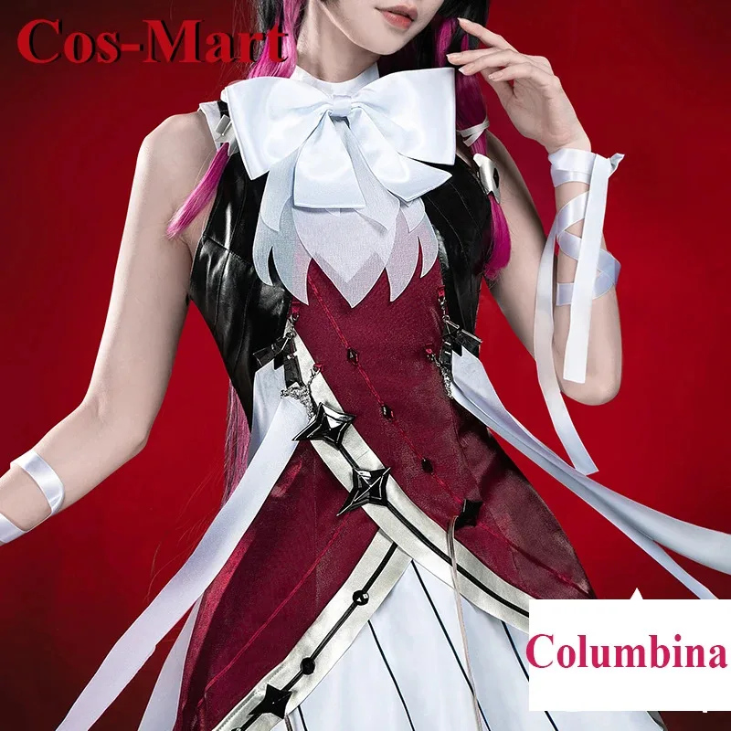 Cos-mart jogo quente genshin impacto columbina cosplay traje moda lindo uniforme de batalha atividade festa role play roupas