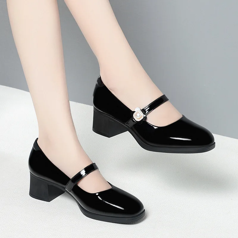 2024  New Soft Leather Spring Summer Ladies Platform Mixed Color  Hook Comfy Preppy Girl Mary Jane Lolita Sweet Shoes Gentle