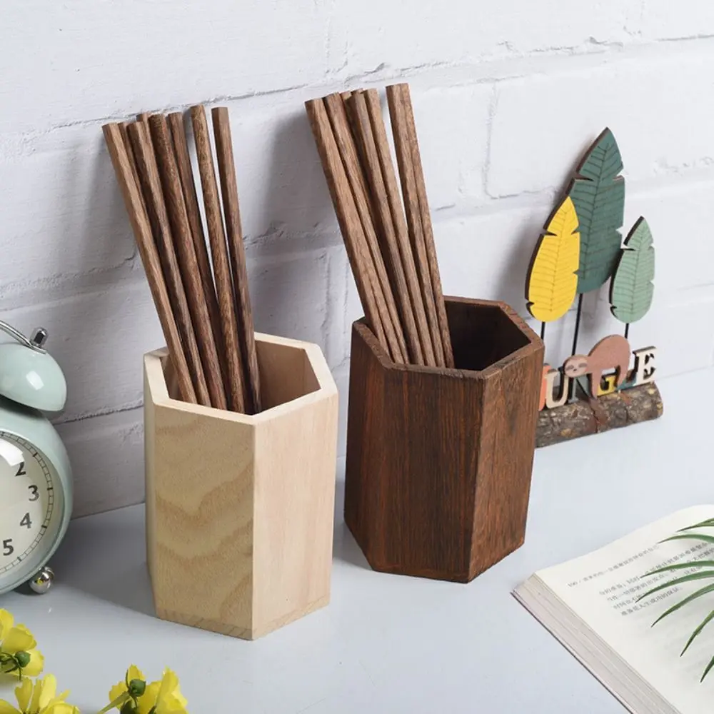 Desktop Storage Wooden Pen Holders Multifunctional Large Capacity Desktop Organizer INS Style Wooden Pen Holder Box Sundries