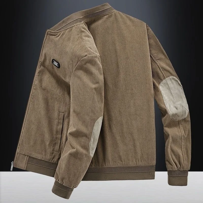 Autumn Winter Men's Workwear Loose Baseball Collar Jacket Stand Collar Fleece Lined Thickened Warm Streetwear Coat
