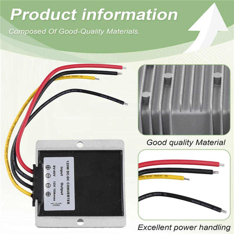 

VEHO-8V-40V To 12V 10A Battery Regulator Boost Buck DC Converter 12V Regulator Power Converter Regulator