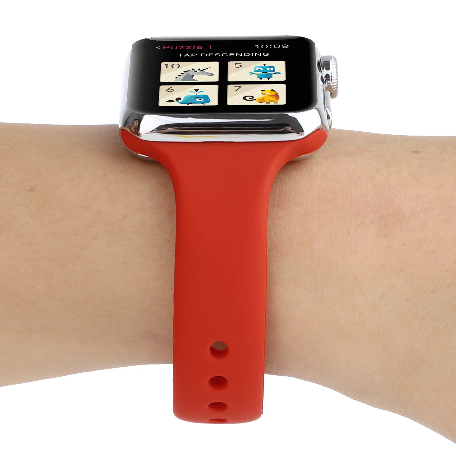 حزام سيليكون لساعة أبل باند صغير الخصر Iwatch 87654321 SE Ultra Solid Color 2 Nails40 41 42 44 45 ملم سوار معصم نسائي للرجال