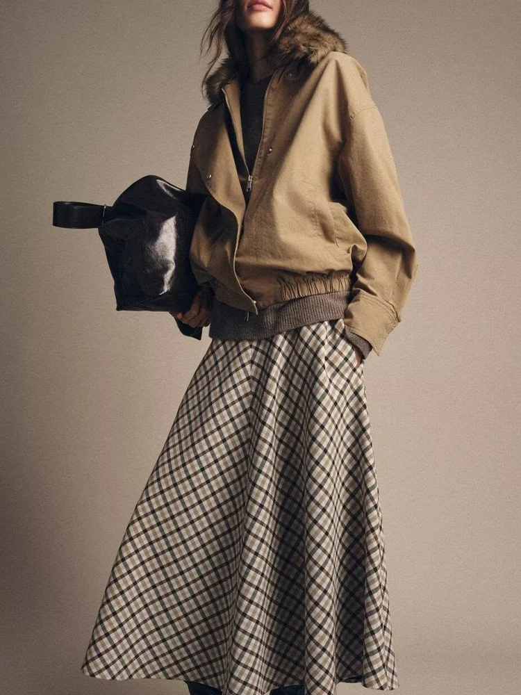 

Европейский и американский стиль, осенняя новая модная тенденция, женская одежда, дизайнерская куртка-бомбер с лацканами из искусственного меха