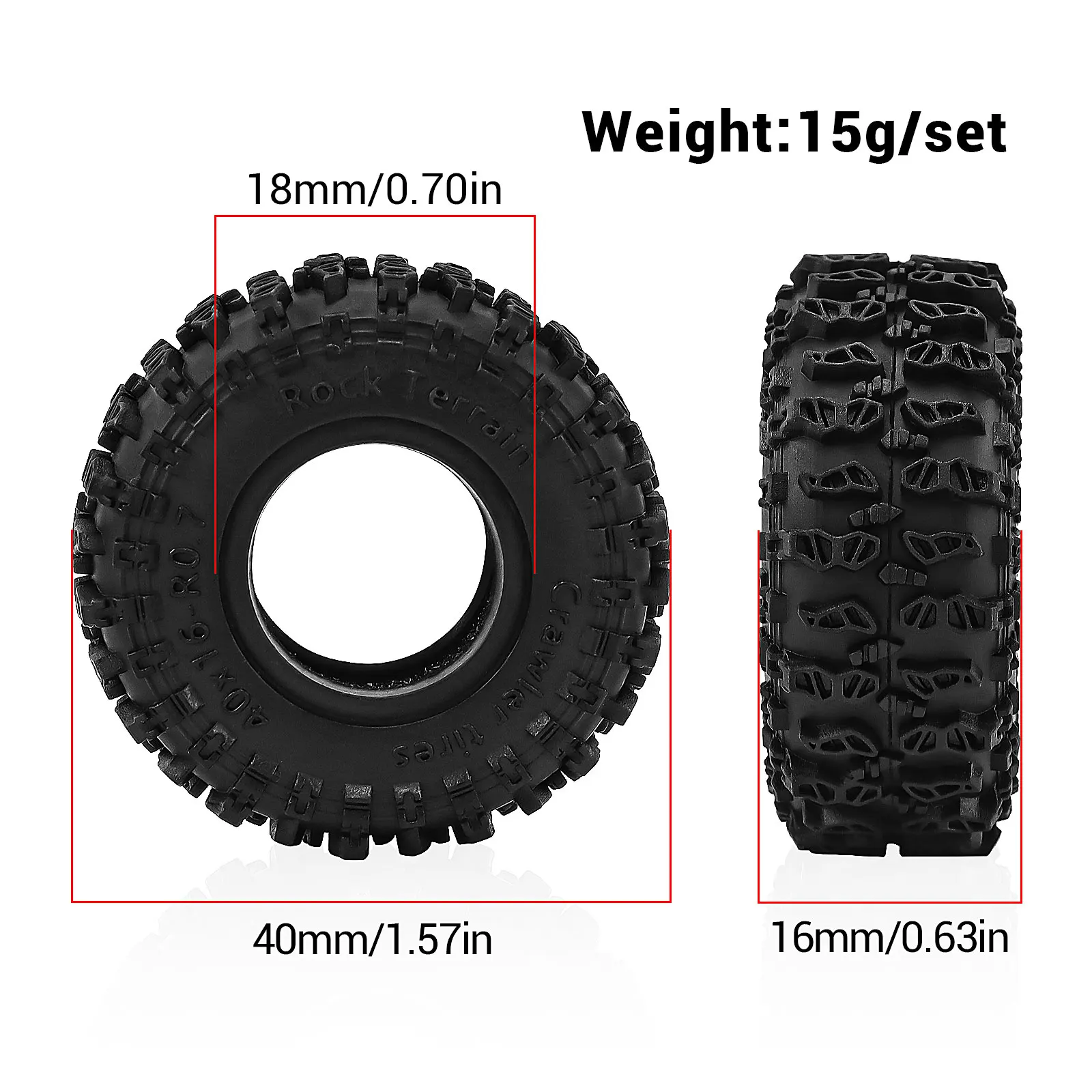 4pcs 0.7 inch Rubber Tire Upgrade Set for 1/30 Axial SCX30 Ford Bronco SCX30 JEEP Wrangler JLU RC Crawler
