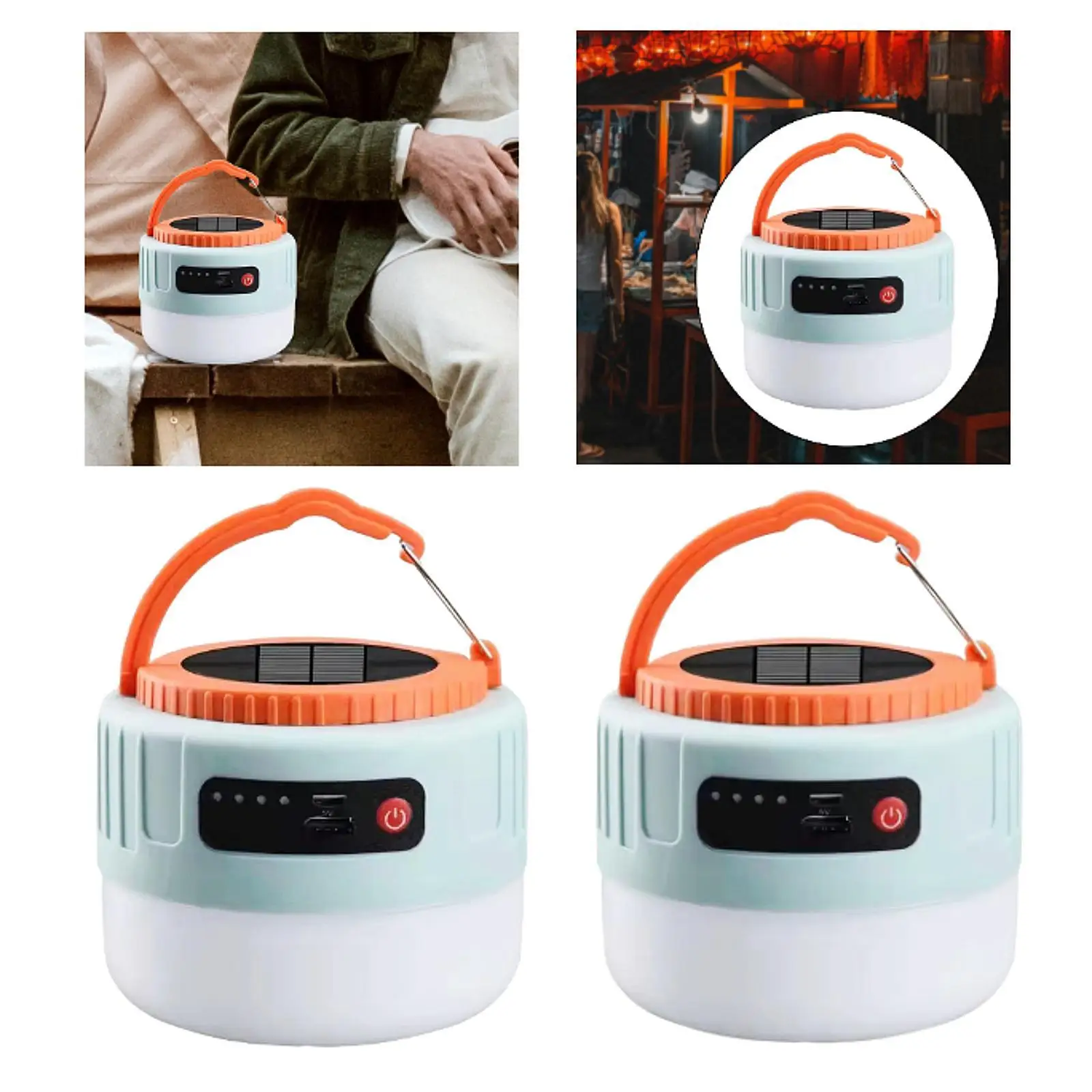 Linterna LED portátil para acampada, tienda de pesca ligera para luz de emergencia al aire libre, cortes de energía, mercado nocturno
