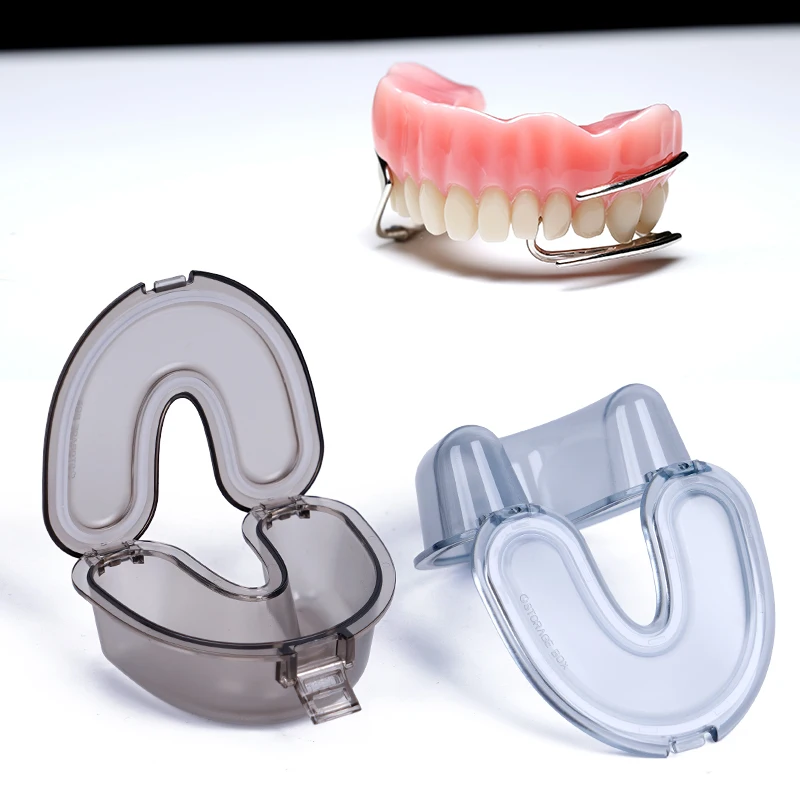 

Portable Denture Retainer Case U Shape Leak Proof Mouthguard Braces Gum Storage Container False Teeth Oral Hygiene Supplies