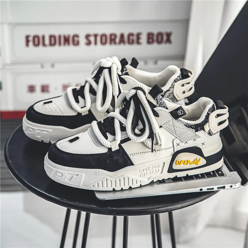 

Men's Lace Up Sneakers Comfy Trendy Platform Shoes for Outdoor Walking Jogging Camping, All Seasons