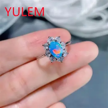 YULEM 2022 最新天然藍蛋白石戒指,925純銀,可愛貓咪造型,火彩秘密誕生石,精美禮物 10 最佳銷售 藍色蛋白石戒指 - №3