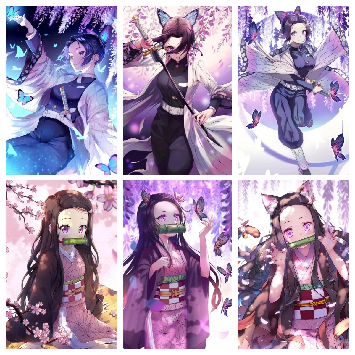 Japanese Demon Slayer Anime Shinobu Nezuko 5D DIY Diamond Painting Full Square Round Drill Mosaic Embroidery Home Decor Kid gift