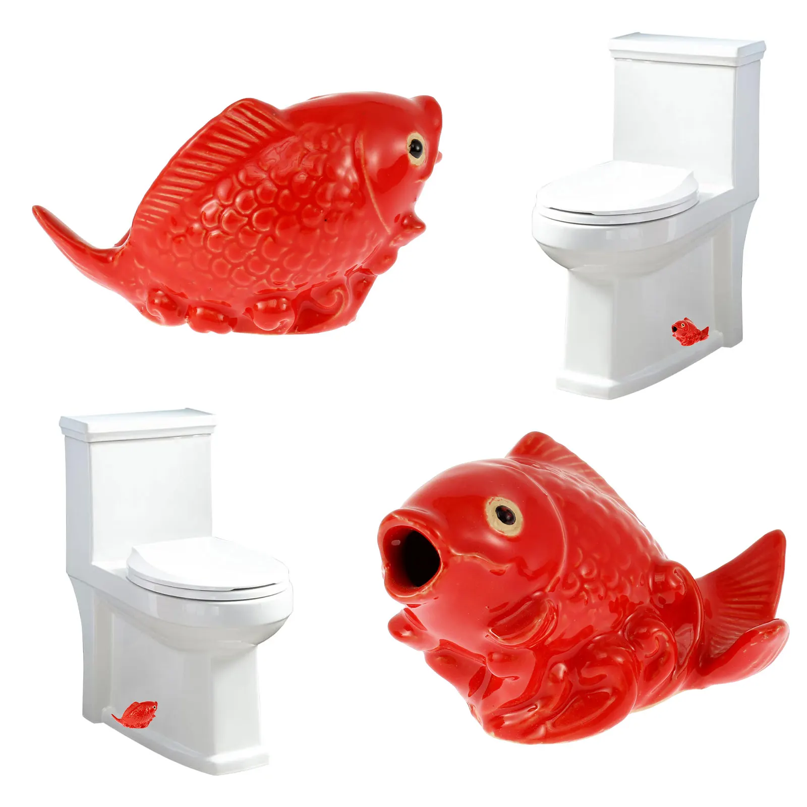 2/6Pcs Toilet Bolt Covers Ceramic Toilet Bolt Caps Cute Funny Carp/Frog Toilet Bolt Covers 4 Inch Toilet Bolt Decorative Caps