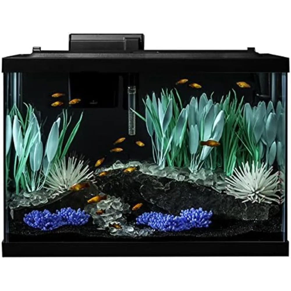 Aquarium 20 Gallon Fish Tank Kit, Includes LED Lighting and Decor Aquarium