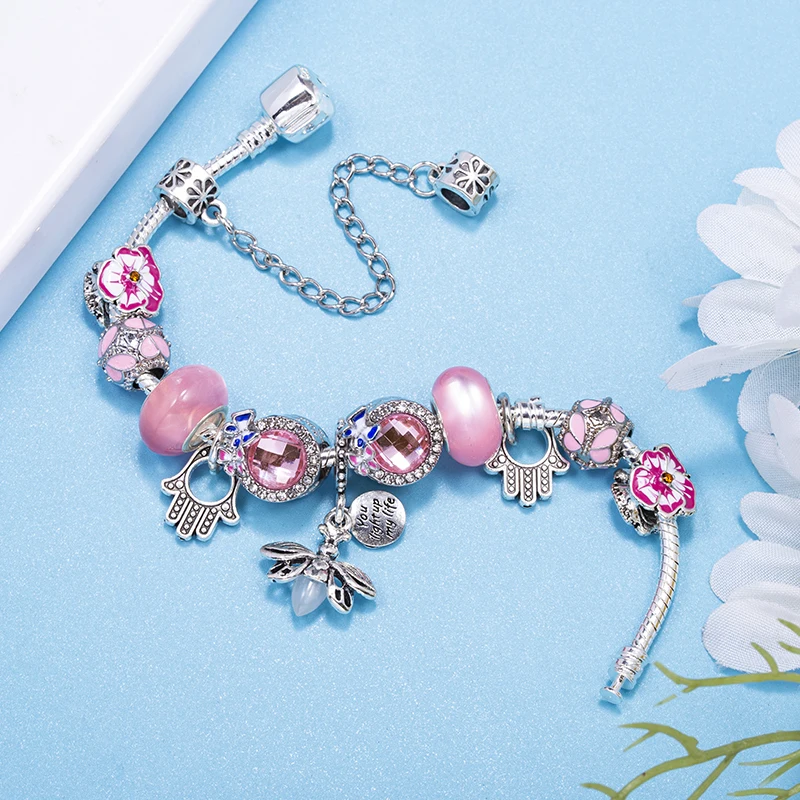 Romantic Butterfly Flower Charm Bracelet For Women With Luminous Firefly Charms Beads Pendants High-Quality Jewelry Dropshipping