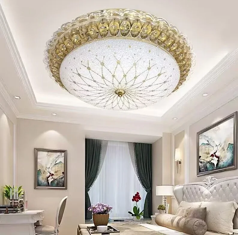 LED Crystal Ceiling Lamp Living Room Light in The Bedroom Street Glass Atmosphere Luxury Retro Restaurant Lamps.