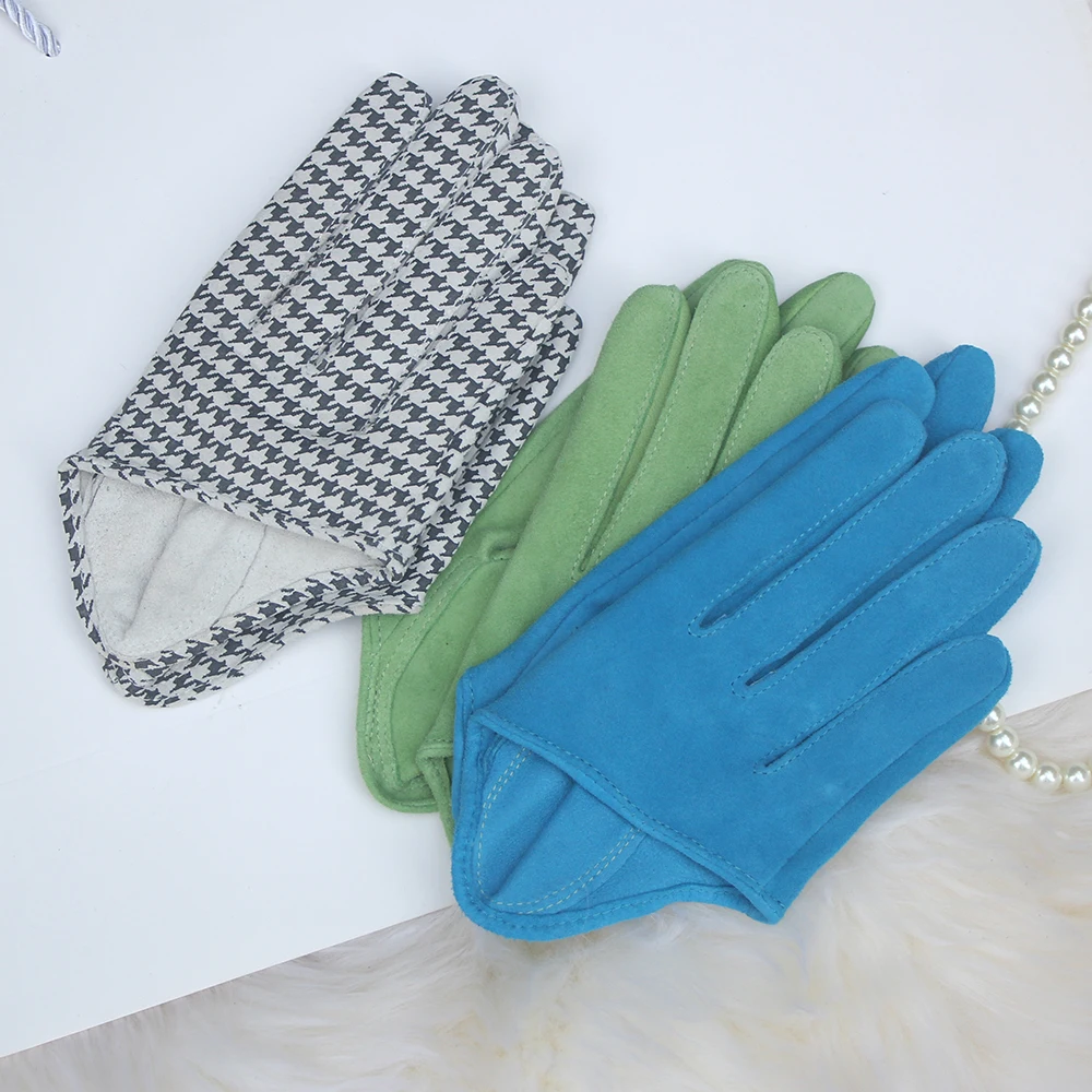 Suede gloves ladies leather half-palm single leather gloves super soft sheepskin gloves