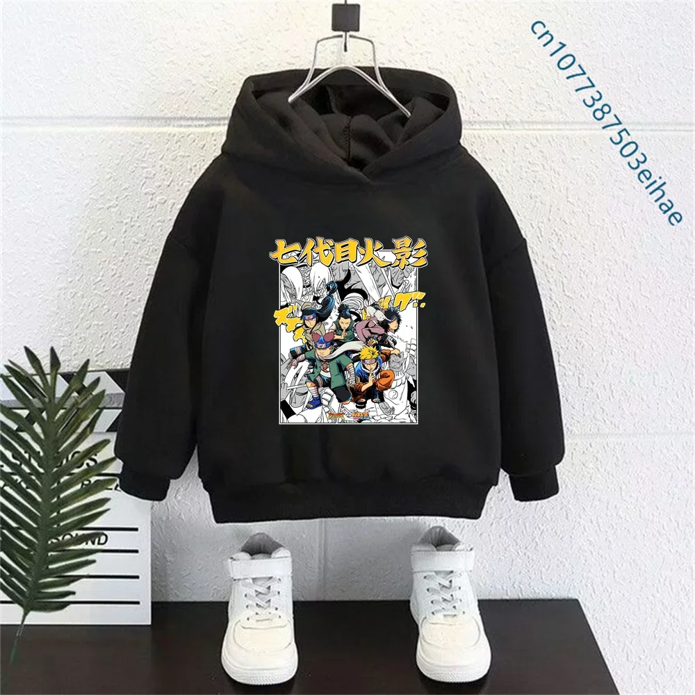 Naruto Kids Hooded Pullover Sweatshirt - 2026 Harajuku Style Long-Sleeved Hoodie for Boys and Girls - Spring/Autumn Fashion Top