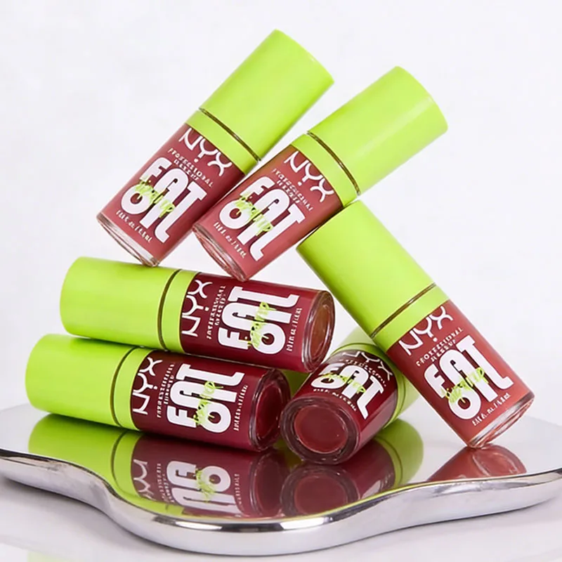 Marca NYX lápiz labial maquillaje profesional brillo embalaje verde brillo de labios cosméticos relleno Base de maquillaje hidratante humedad larga