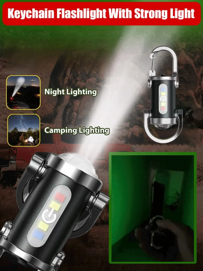 

Waterproof LED Keychain Flashlight, Mini Rechargeable Emergency Portable Pocket Torch with Aluminum Body for Outdoor Use