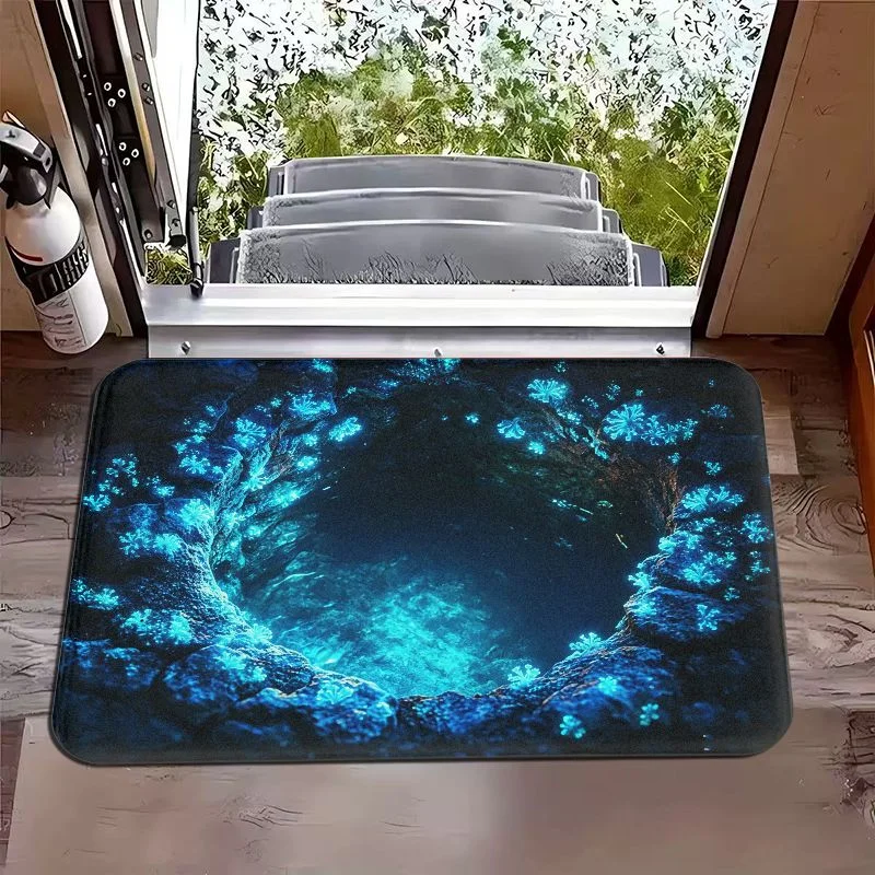 VIKAMA Deep Sea Ice Cave Wooden Ladder Visual Home Door Mat Entrance Bathroom Entrance Carpet Home Decoration
