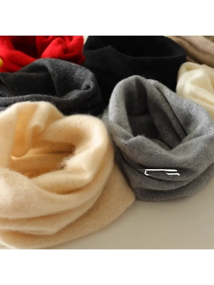 

Warm Woolen Scarf Neck Protector Unisex Winter Fashion Korean Style Pure Color Fake Collar Ear Lobe Hanging Design Neck Warmer
