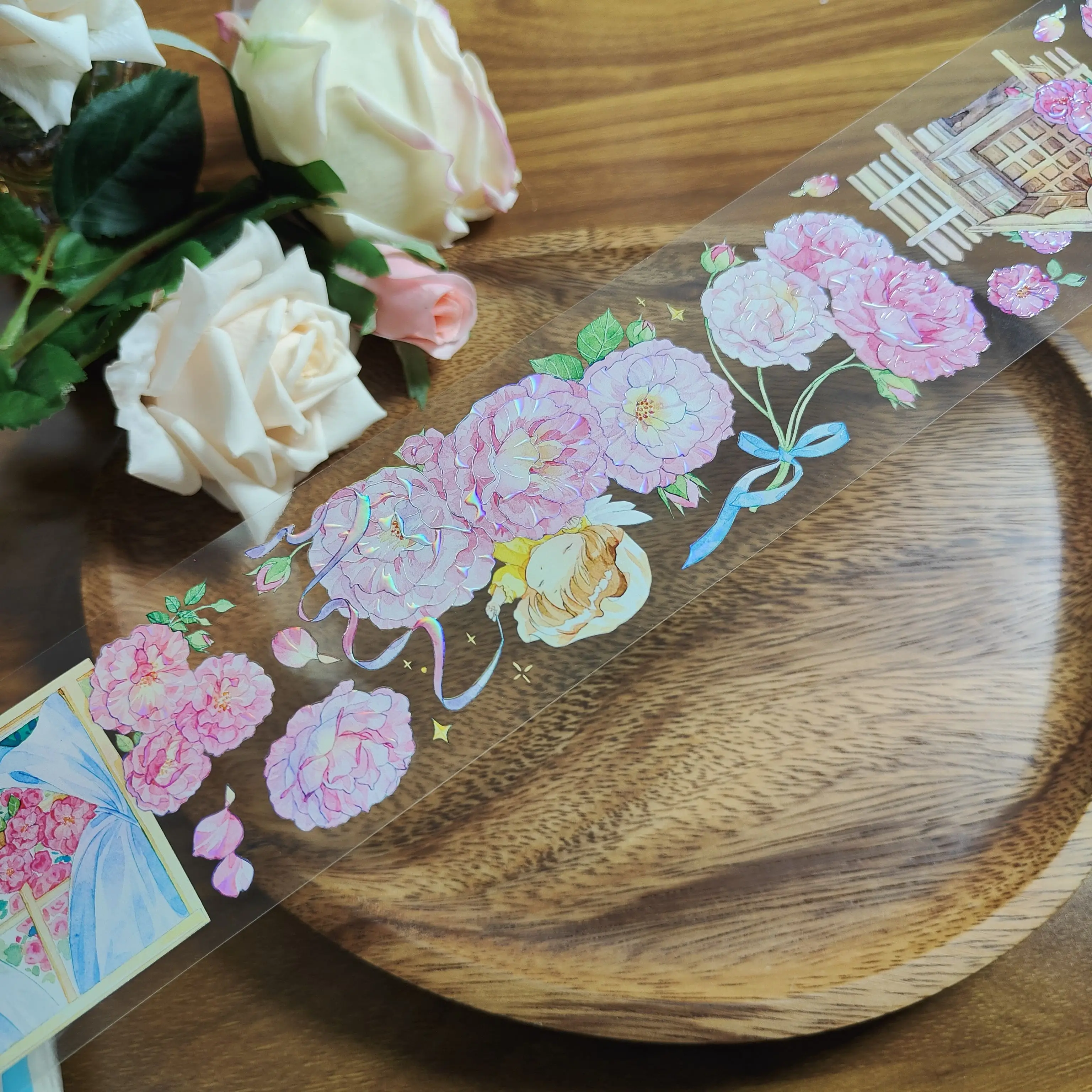 Newmind Rose in a Clear Daylight Washi Tape PET Creative Sticker DIY Decor Scrapbooking Journaling 6CM*100CM--0188