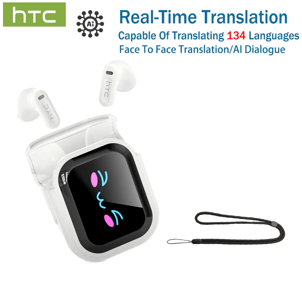 HTC NE20 Original Kabelloser Bluetooth-Kopfhörer In-Ear-Kopfhörer mit KI-Übersetzungsfunktion, LED, Multifunktions-Touchscreen, Geräuschunterdrückung