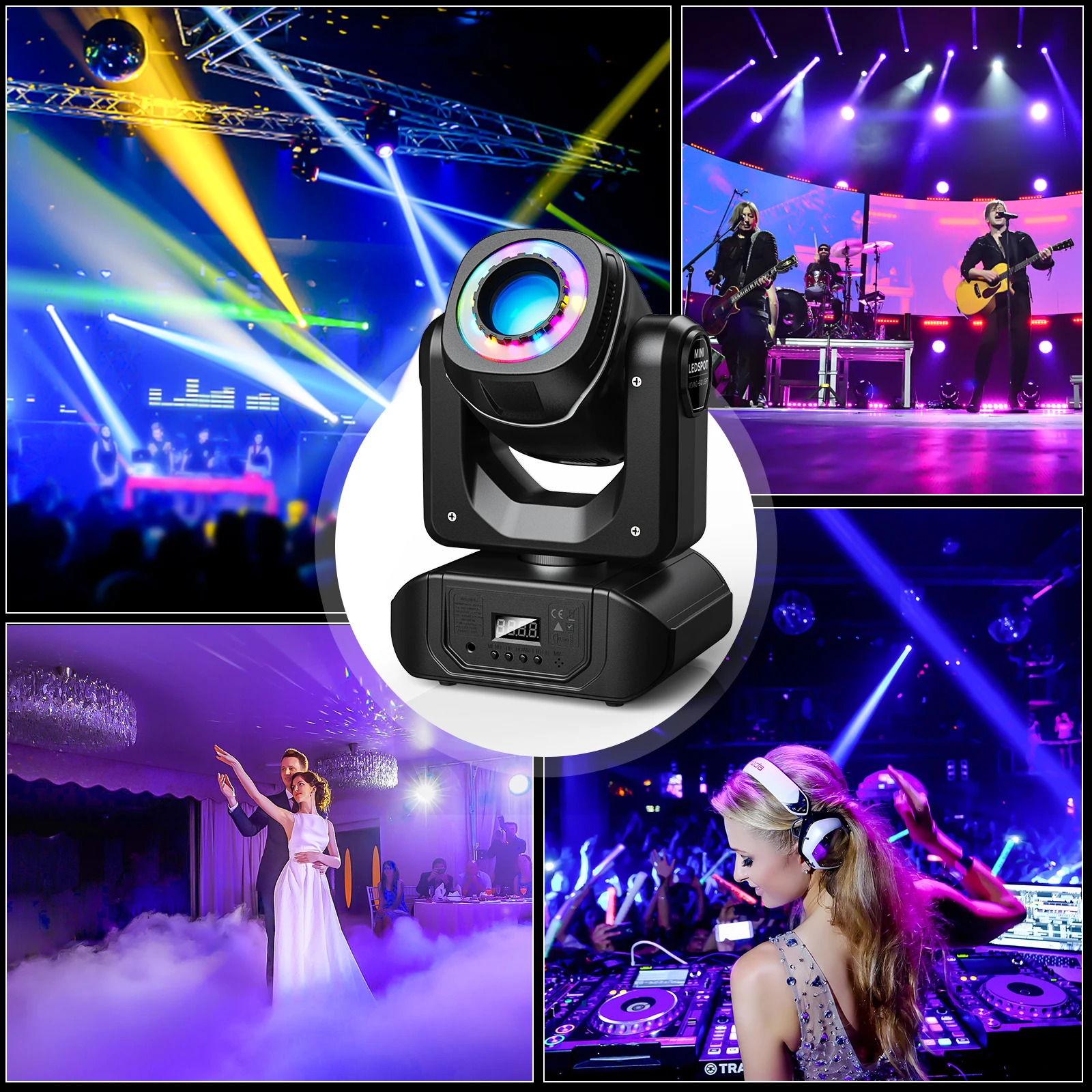 Imagem -03 - Fieryzeal-led Moving Head Light Spotlight para Casamento dj Disco Clube Festa Palco Iluminação Mostra Cores 40w