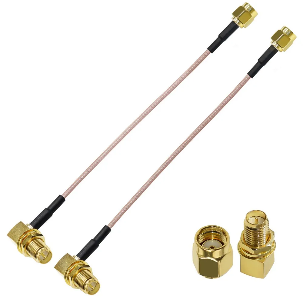 

RP SMA Coax Cable RG316 RP SMA Male to RP SMA Female Right Angle WiFi Antenna Extension Cable 6inch (15cm) 2 PCS