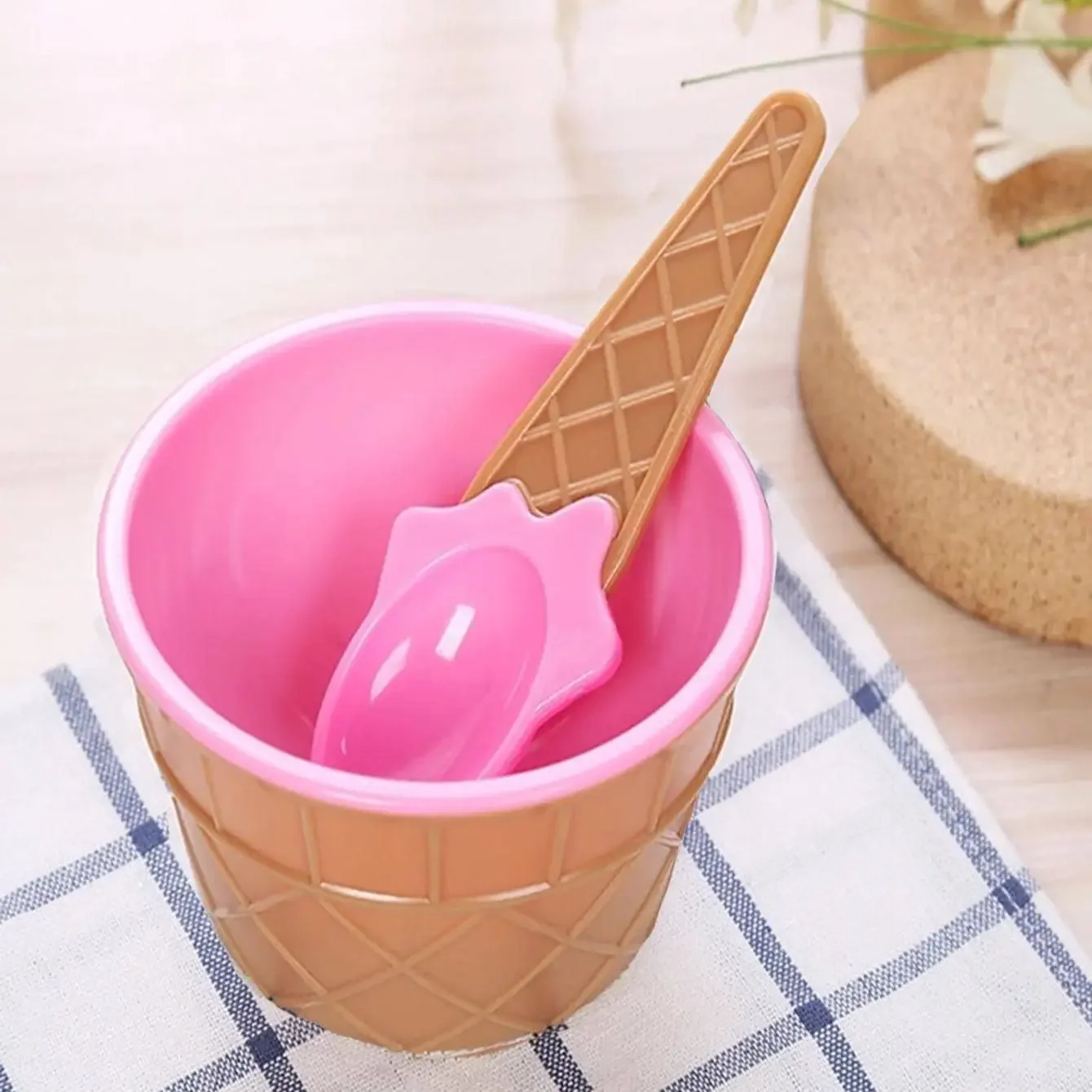 1 set - Ice Cream Bowl Spoon Set Yogurt Cup Children\'s Ice Cream Bowl