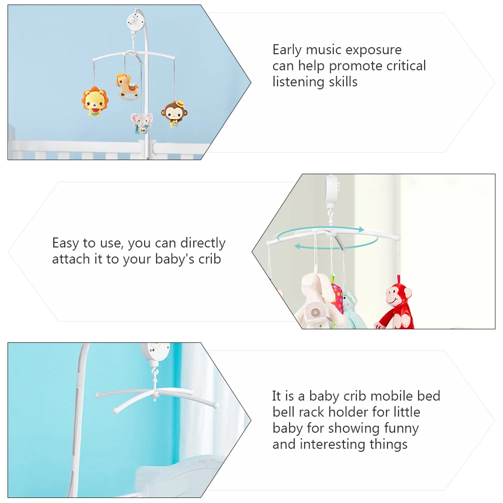 Culle per bambini Campana musicale Supporto mobile Staffa di supporto per letto Giocattoli giocattolo Braccio di supporto bianco