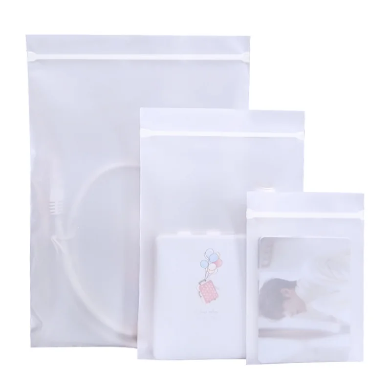 50Pcs frosted cpe cartilage ziplock bag clothing packaging bag book jewelry stationery packaging seal bag printing logo