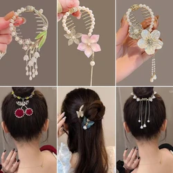 Luxury Braided Glaring Bow Hair Clips Pearl Butterfly Hairpin Ponytail Buckle Hair Pin Claw Korean Accessories