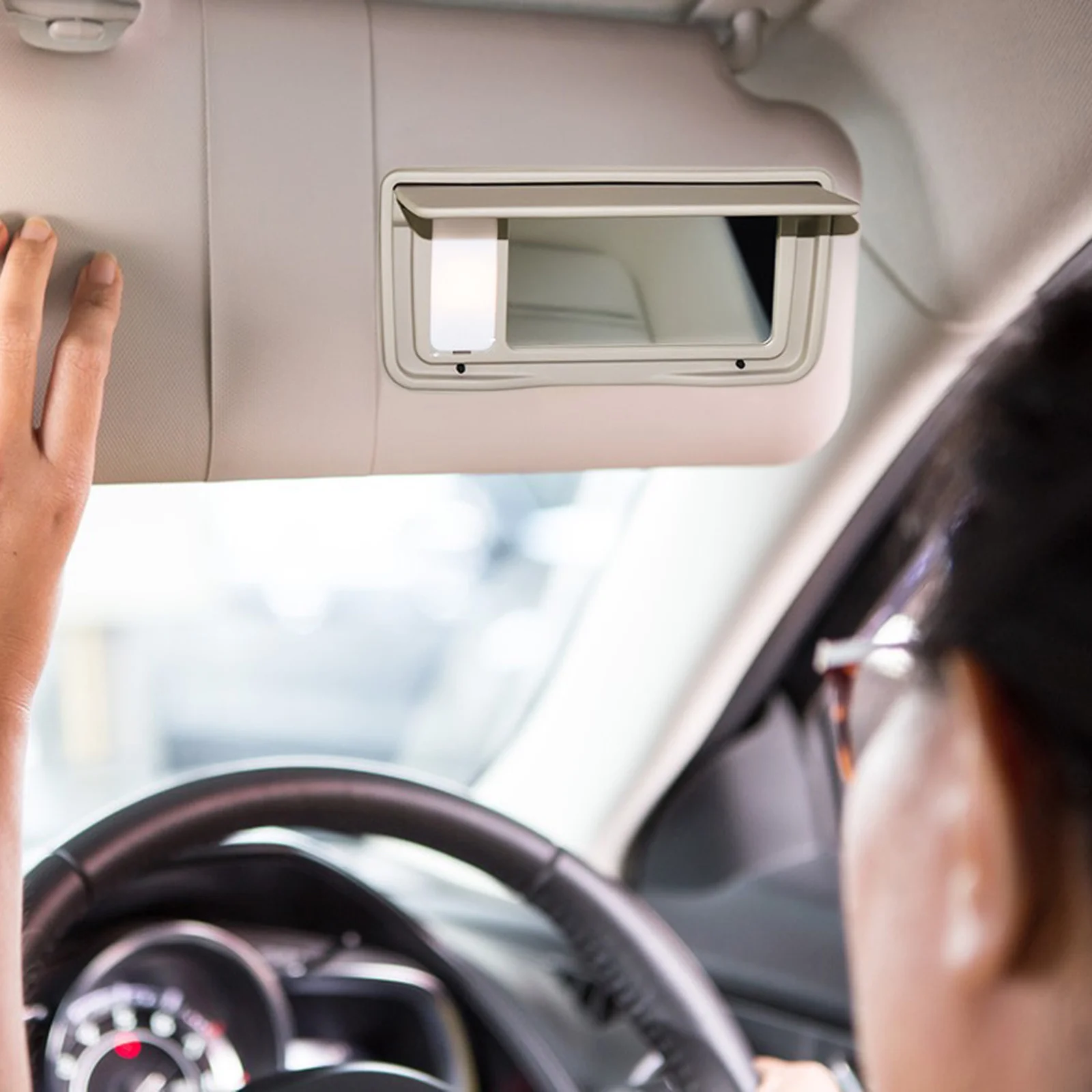 

Sun Visor Mirror Cover For Car Interior Auto Vanity Mirror Cover Replacement Smooth Easy To Clean Automotive Decor