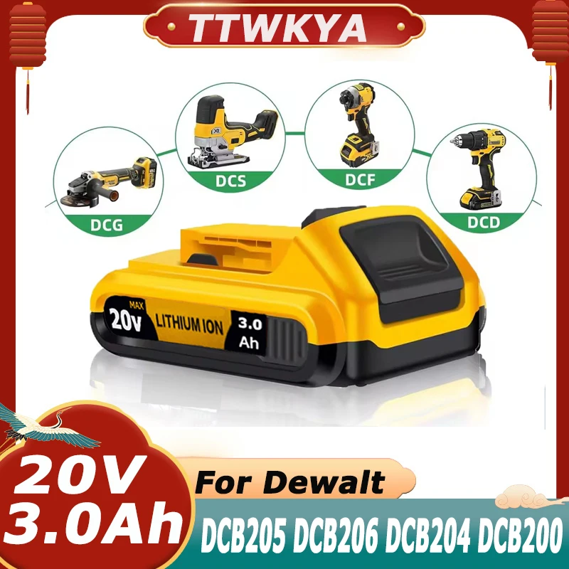 

3000mAh For DeWalt 20V Battery 21700 DCB204 Replacement Battery Compatible With For Dewalt 18V/20V Tools Battery
