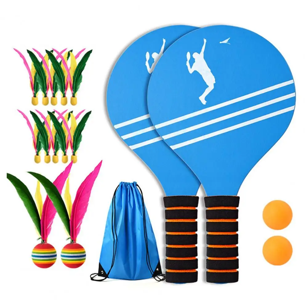 Variety of Play Options Premium Wood Beach Badminton Racket Set Fun Outdoor Sports Toy for Kids Adults Family Parties Yard Beach