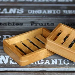 Portable Wooden Natural Bamboo Soap Dishes Tray Holder Storage Soap Rack Plate Container Bathroom Accessories  Storage Organizer