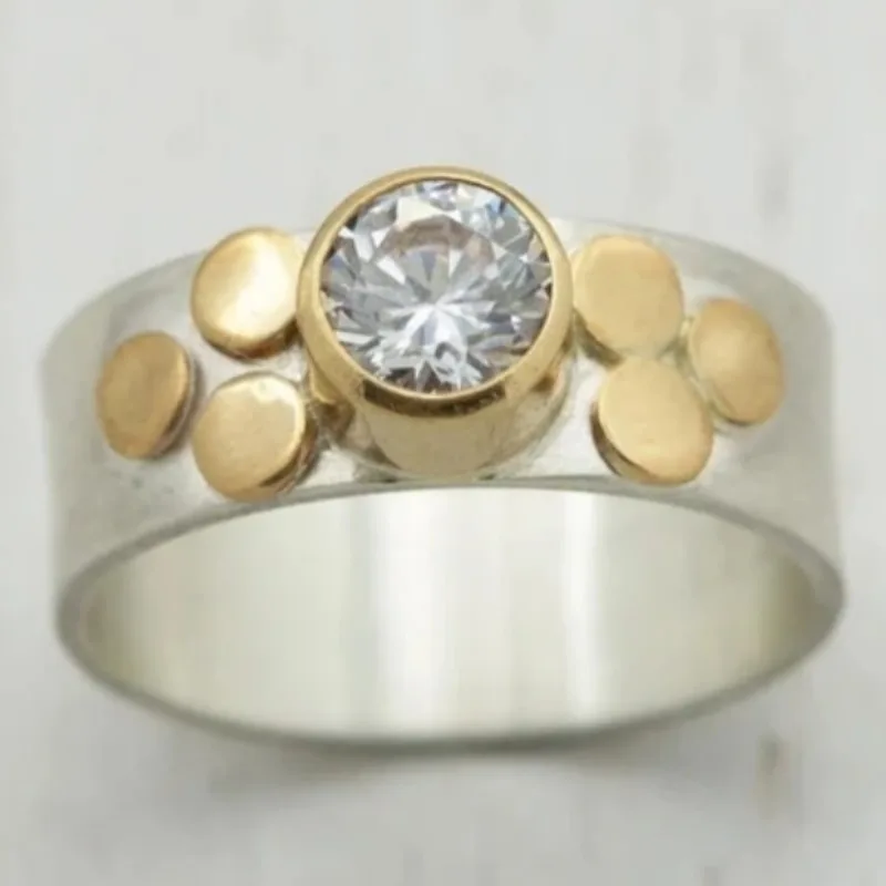 Women's Fashion Polka Dot Texture Circle Ring Inlay Cubic Zircon Daily Commute Fashion Ring Jewelry Accessory