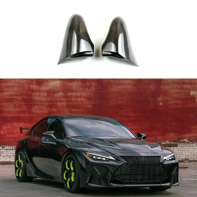 Rear View Mirror Cover Cap Case Trim Horn Style Carbon Fiber Glossy Black Wing For Lexus Is GS ES RC RCF Right Rudder