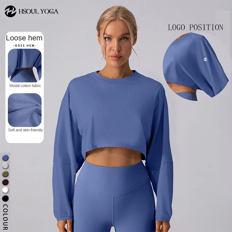 HSOUL YOGA New Comfortable Training Sweater for Outdoor,Yoga,Exercise with Loose Long Sleeves and Quick-Drying Breathable Fabric