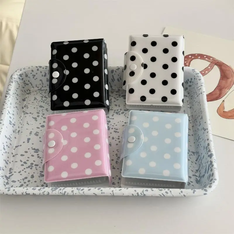 Polka Dot 3 Inch Photocard Album Waterproof PVC Cover Large Capacity for School Student Daily Collection Use