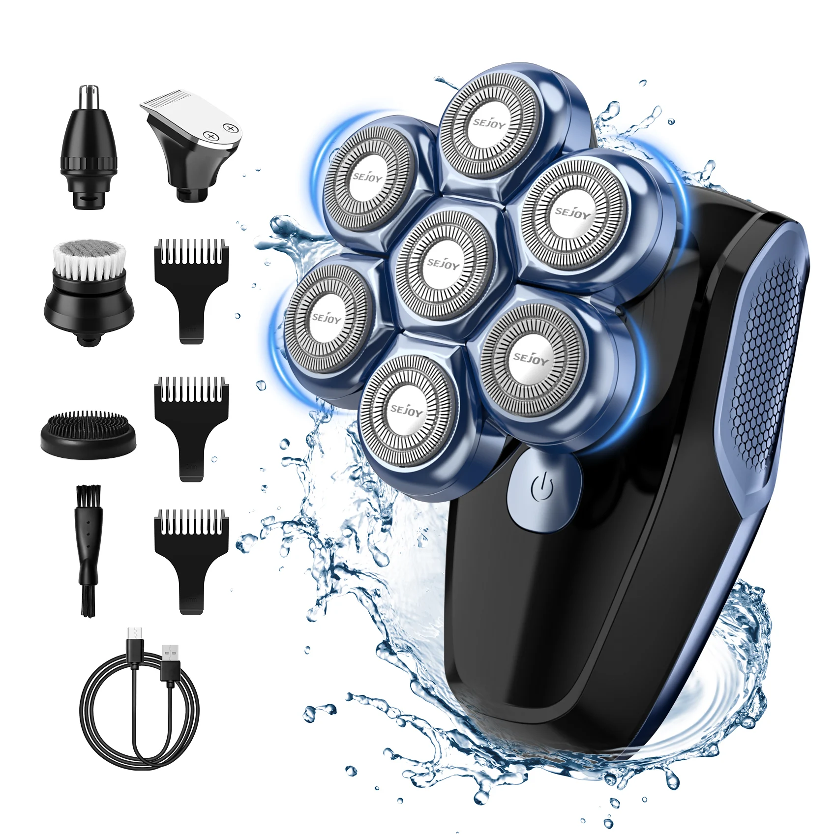 

5 in 1 Shaver for Men Electric Razor Powerful 7d Floating Bald Head Shaver Beard Shaving Trimmer Machine For Men Grooming Kit