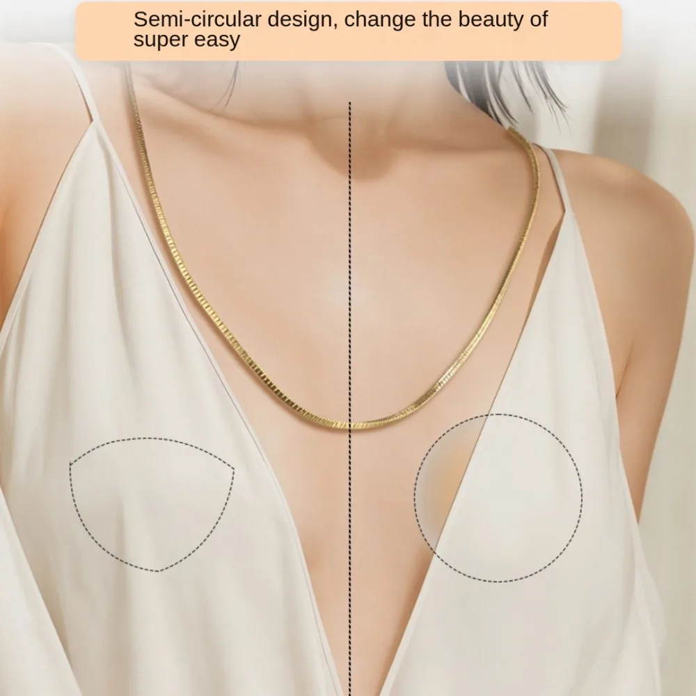 رقعة صدر غير مرئية نصف دائرية من السيليكون قابلة لإعادة الاستخدام للنساء ملابس داخلية غير مرئية رفيعة ذاتية اللصق