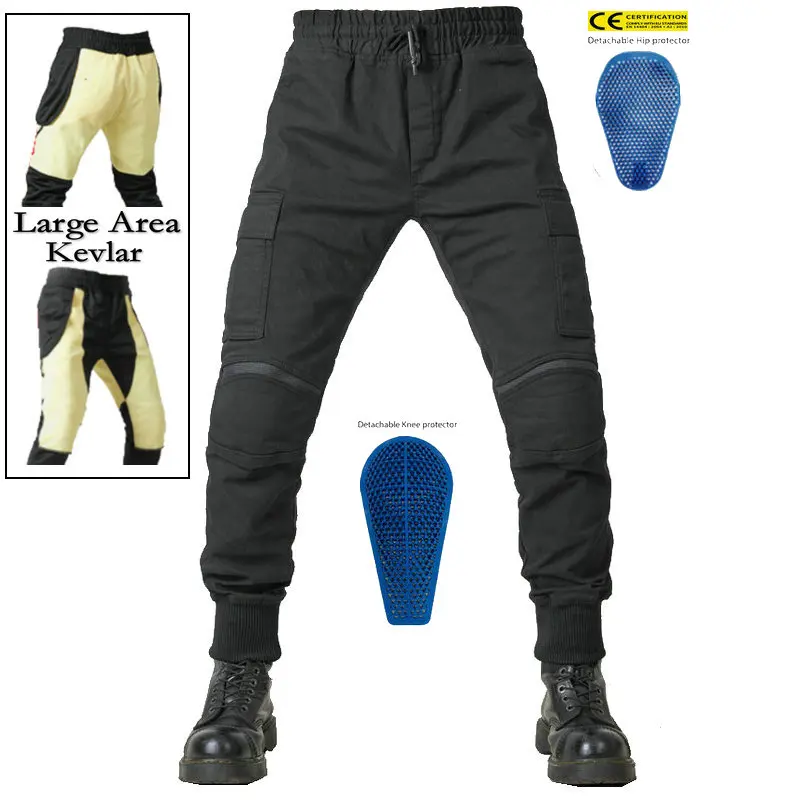 

Motorcycle Riding Jeans Pants Soft And Casual Inset Gear Wear-resistant Fireproof Kevlar Protective Layer On Hips And Knees