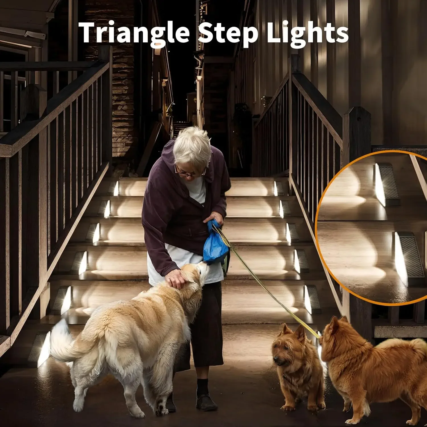 4Pack LED Solar Stair Light Lamp Waterproof Passage Courtyard Guardrail Step Night Light for Outdoor Garden Borders Terrace