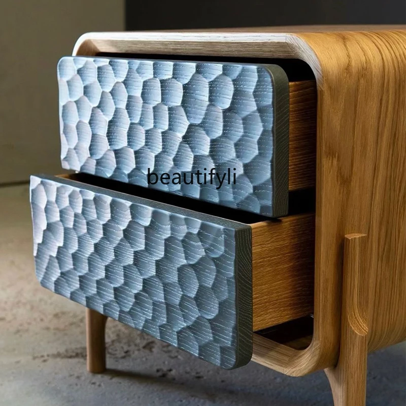 

Cream wind ancient bedside table home villa bedroom French art solid wood locker